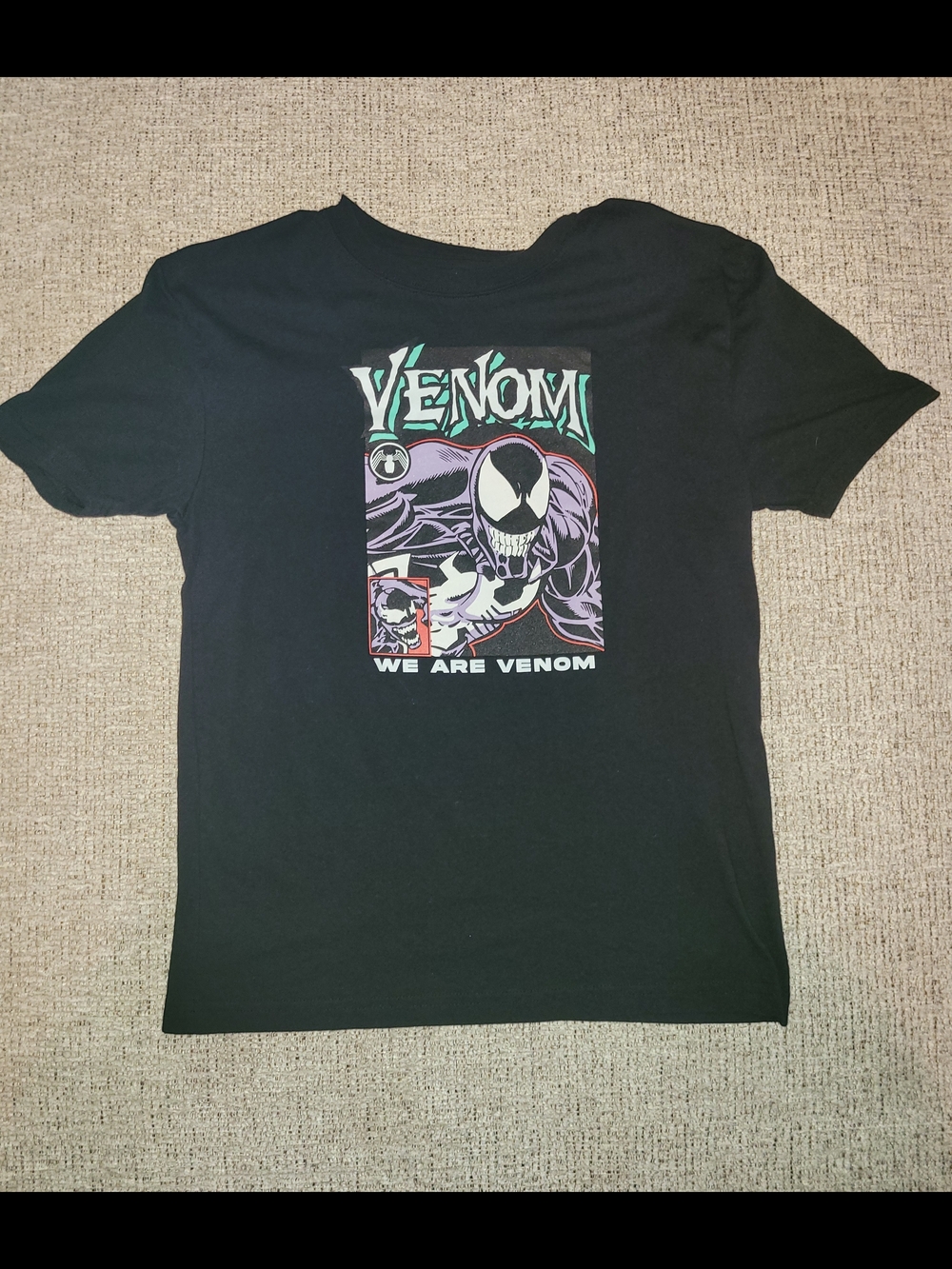 Marvel Venom Graphic Tee - Black with Green & Purple Print